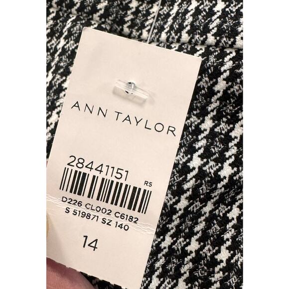 Ann Taylor Curvy Fit 14 NEW NWT Black Gray White Herringbone Pants - Picture 4 of 8